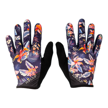 Pair of gloves with floral pattern on a white background