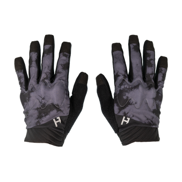 Pair of black and gray gloves on a white background