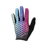 Colorful gradient glove with black polka dots on a white background