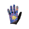 Colorful glove with a blue and pink pattern on a white background