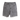 A pair of faded grey jorts, shorts that are designed to look like overalls but without the top buttons and straps.