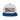 White cap with colorful text and logo on a white background
