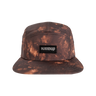 Brown tie-dye cap with a logo on a white background