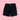 Black denim shorts on a pink background