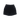 black shorts on a white background with a brand logo