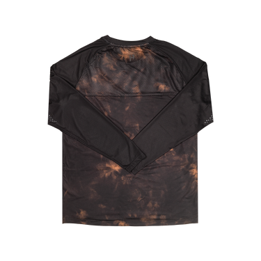 long sleeve mountain bike jersey with a black and tan tie dye design
