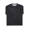 A long-sleeve crewneck shirt in black with a subtle gray marble or stone texture, laid flat against a solid white background.