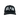 Black cap with white text and logo on a white background