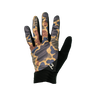 Camouflage-patterned glove with black accents on a white background