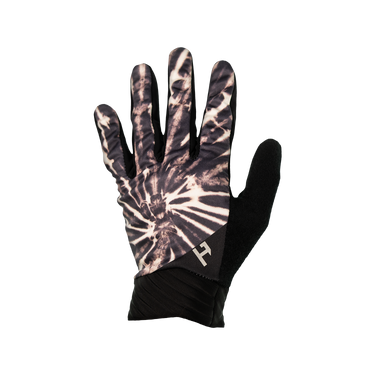 Black and white tie-dye glove on a white background
