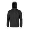 Black jacket with a brand logo on a white background