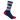 Navy blue sock with white checkered pattern and red accents on a white background