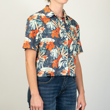 Floral patterned shirt on a white background
