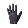 A single black glove against a white background, designed for adult hands with a visible brand logo on the thumb.