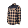 Plaid shirt with black and beige pattern on a white background