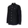 Black button-up shirt on a white background