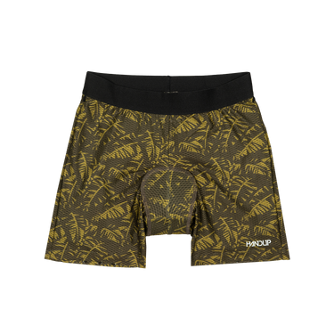 Black and yellow patterned underwear with 'Handup' branding on a white background