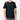 Person wearing a plain black t-shirt on a white background
