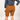 a woman wearing brown shorts and a blue long-sleeve shirt on a white background