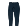 A pair of black mountain bike pants with multiple pockets and a branded buckle.