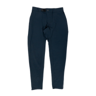 A pair of black mountain bike pants with multiple pockets and a branded buckle.