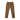 A pair of brown pants shown from the back, featuring a classic five-pocket design and a small black brand tag on the upper right side, laid flat against a white background.