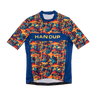 Colorful mushroom-patterned shirt with 'HANDUP' branding on a white background