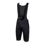 Black cycling bib shorts on a white background