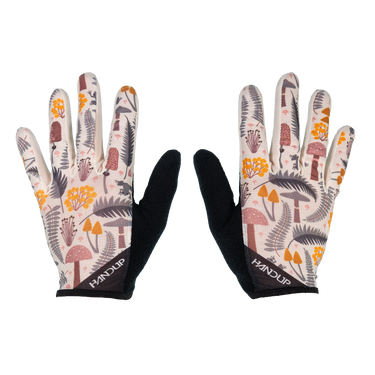 white gloves with a floral pattern on a white background