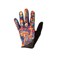 Colorful glove with mushroom design on a white background