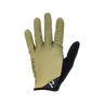 A single glove in moss green color with a black wrist strap, designed for outdoor activities.