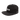 Black cap with colorful strap and visible branding on a white background
