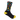 Black sock with colorful geometric patterns on a white background