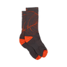 Pair of black and orange socks on a white background