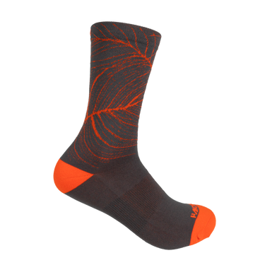 Black and orange sock on a white background
