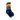 Colorful striped socks with a brand logo on a white background