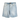 A pair of light blue denim jorts with a frayed hem.