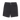 A pair of black stretch jorts with pockets on the sides, button and zipper closure at the front, and a tag visible on the waistband.